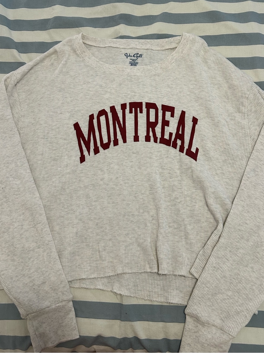 Brandy Melville Light Gray Crewneck with Red "Montreal" Script